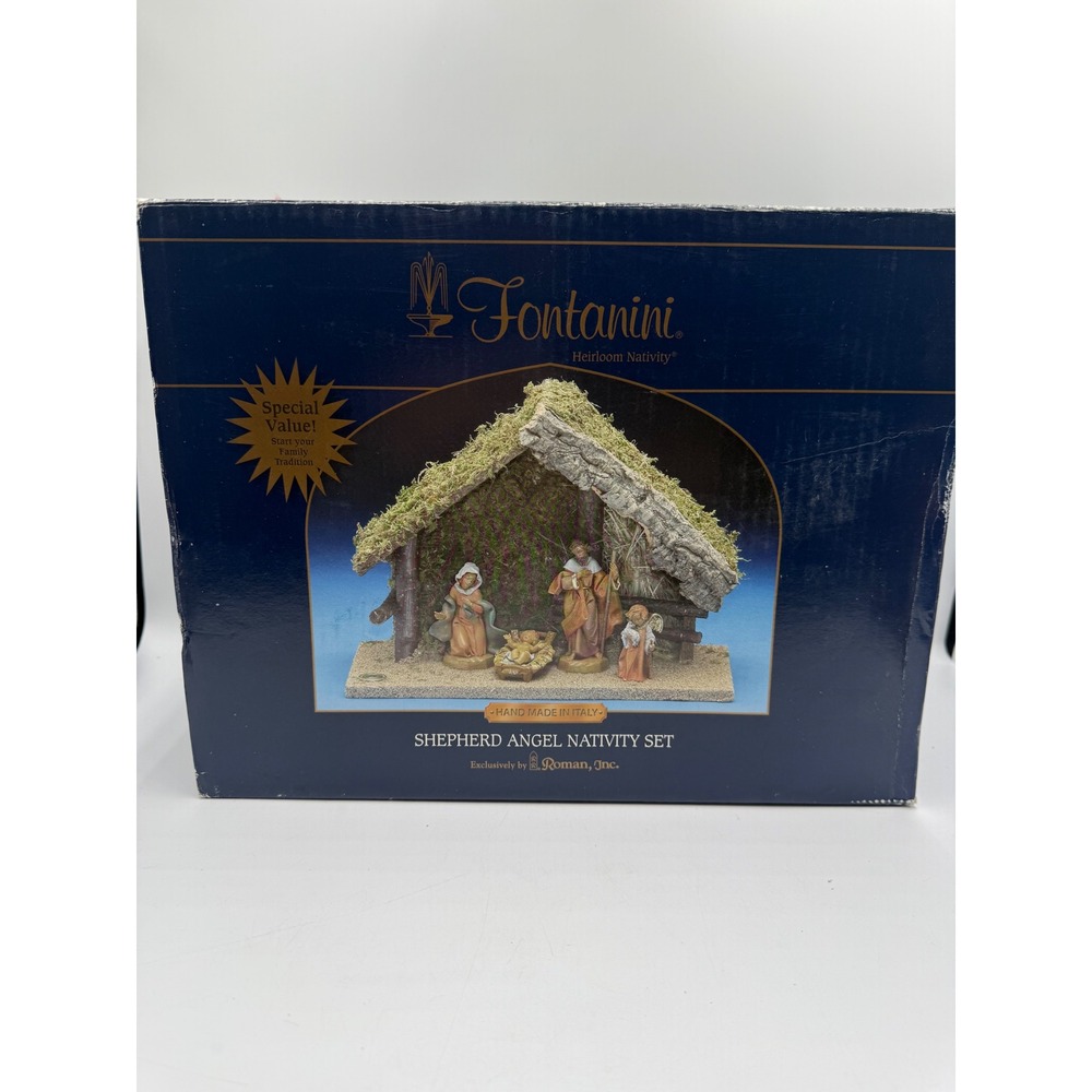 Fontanini Heirloom Nativity Shepherd Angel Set Roman Inc Italy Stable 50412